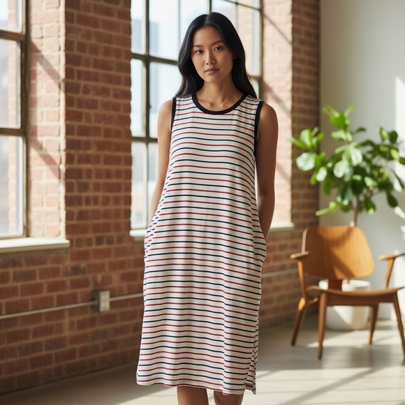 Time and Tru Striped Sleeveless Midi Dress | Size XL (16–18) - Picture 12 of 12